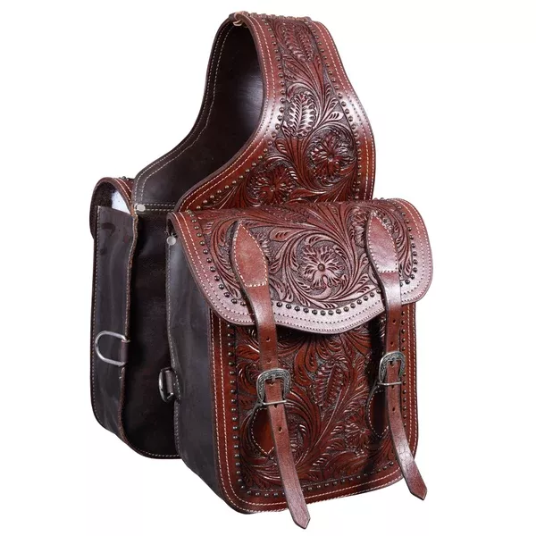 HILASON Soft Leather Horse Saddle Bag Mahogany