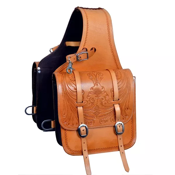 HILASON Soft Leather Horse Saddle Bag Tan