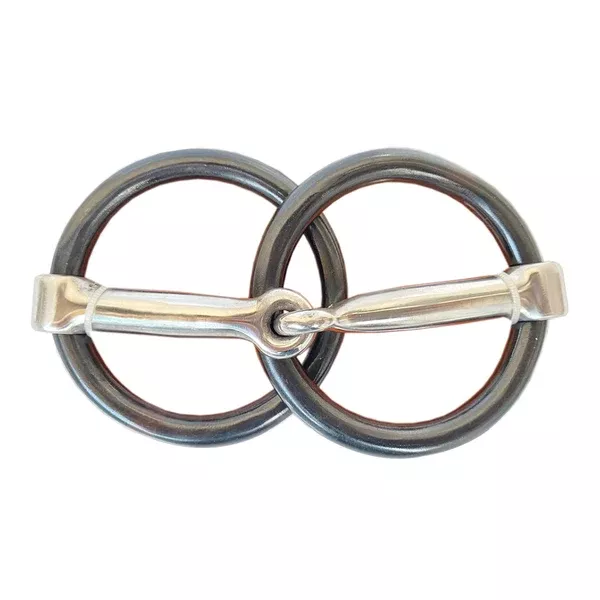 HILASON Weighted O Ring Snaffle Bit Stainless Steel and Black Sweet Iron