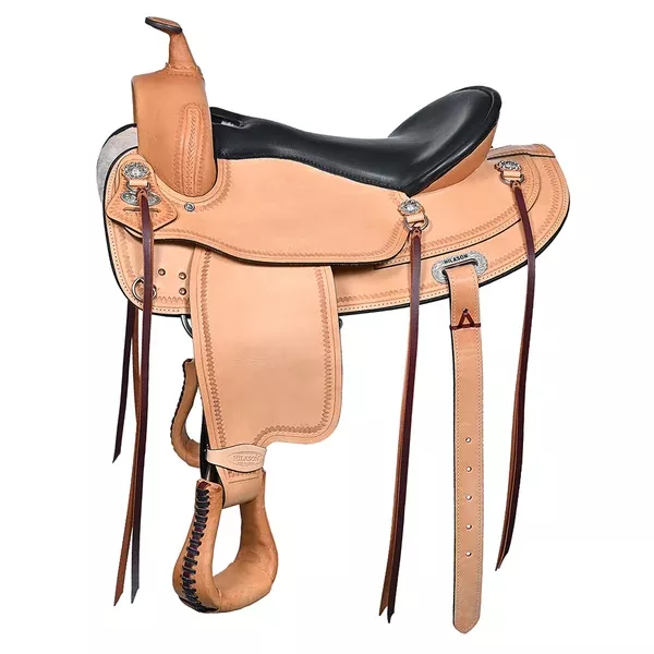 HILASON Western Draft Horse Wide Gullet Trail American Leather Saddle