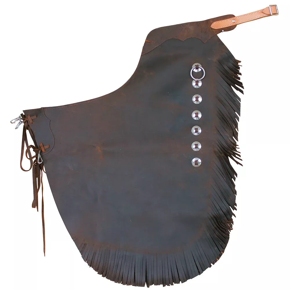 Hilason Western Handmade Working Genuine Leather Chinks Chaps Dark Brown