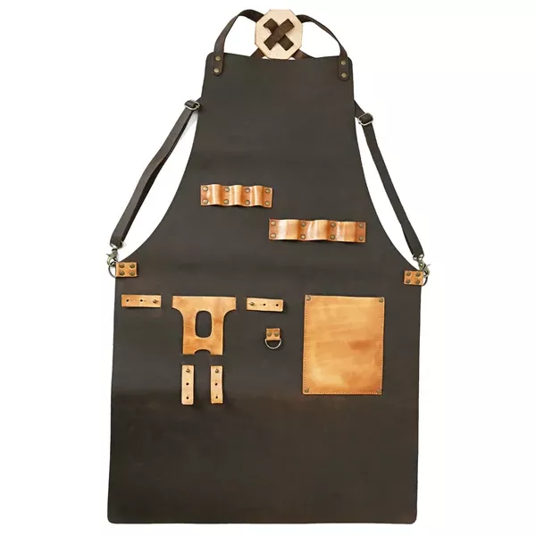 HILASON Western Heavy Duty Work Leather Apron For Woodworker Blacksmith Carpenters With Tool Pockets
