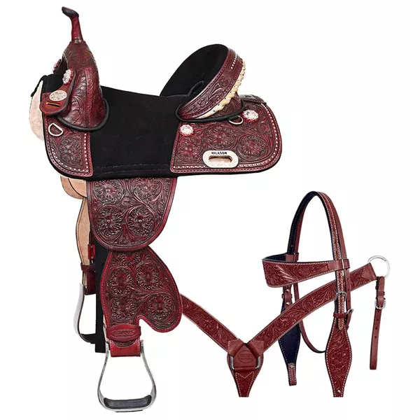 HILASON Western Horse Child Saddle Treeless American Leather Barrel