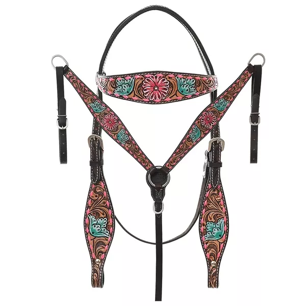 HILASON Western Horse Headstall American Leather Dark brown