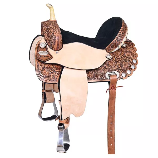 HILASON Western Horse Saddle American Leather Treeless Trail Barrel