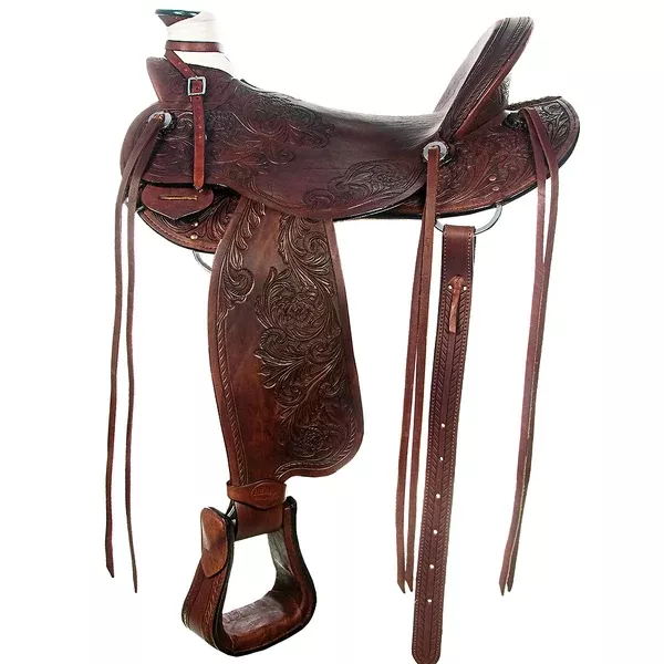HILASON Western Horse Saddle American Leather Wade Ranch Roping Mahogany
