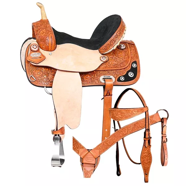 HILASON Western Horse Treeless Saddle American Leather Trail Barrel