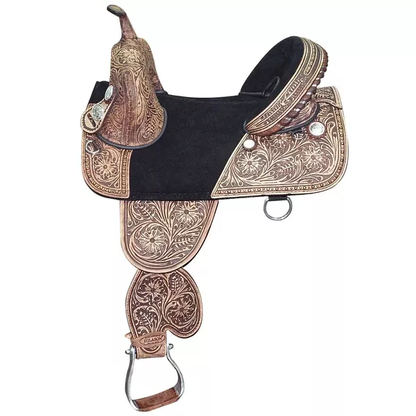 Hilason Western Horse Treeless Trail Barrel Leather Saddle