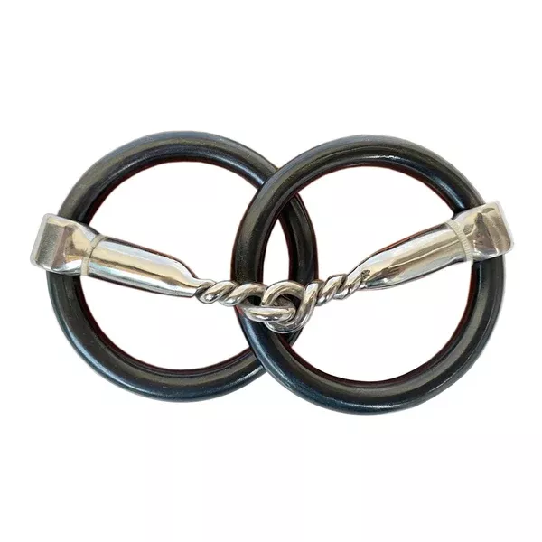 HILASON Western Horse Weighted O Ring Twisted Snaffle Bit SS and Black Sweet Iron