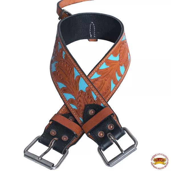 HILASON Western Leather Tooled Back Rear Cinch Flank Girth