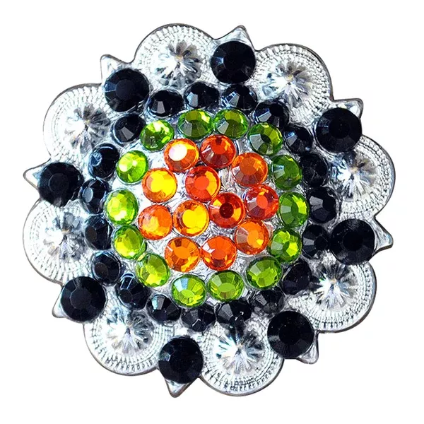 HILASON Western Nickle Plated Rhinestone Berry Concho Bling
