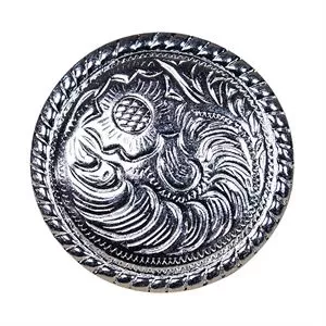 HILASON Western Screw Back Concho 1.5 In Wood Silver Rope Edge Round Saddle