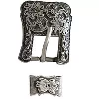 HILASON Western Screw Back Concho Antique Silver Buckle Set - 1.5 Inch