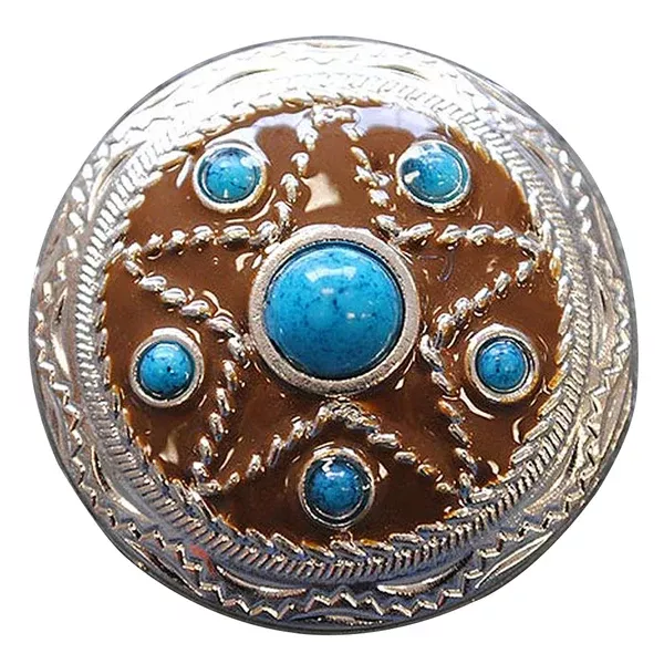 HILASON Western Screw Back Conchoturquoise Star Antique Round Bling Headstall