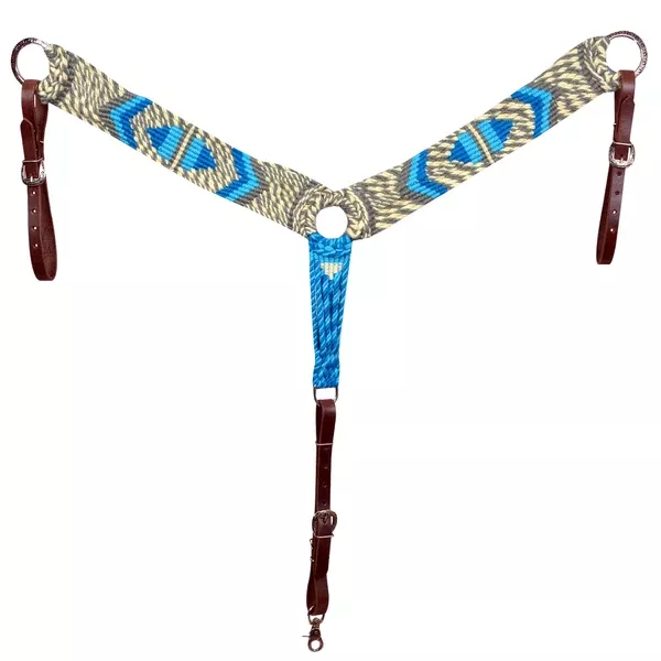 HILASON Western Wool Headstall & Breast Collar Tack Set Grey Turquoise