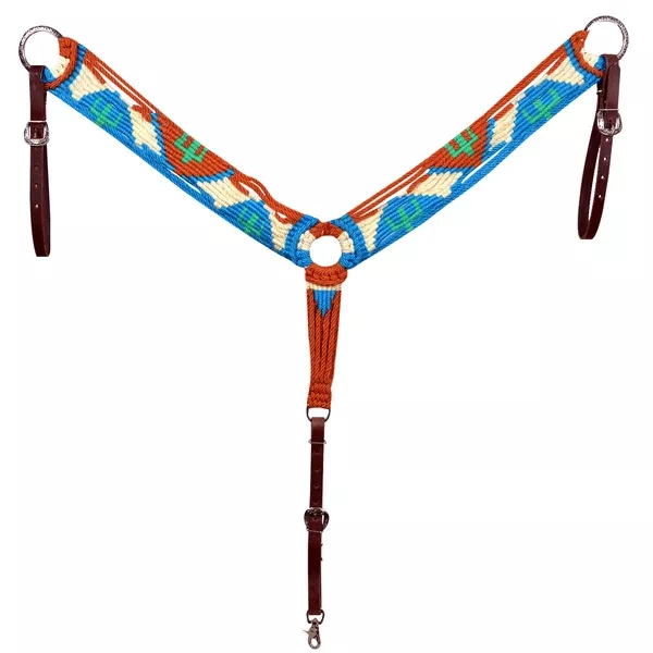 HILASON Western Wool Headstall & Breast Collar Tack Set Turquoise/Brown