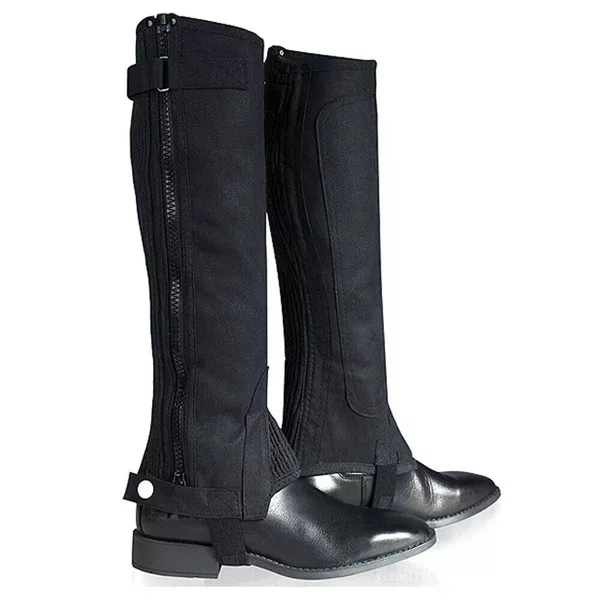 Horze Amara Childrens Chaps Easy Care Suede With Rib - Black S/W