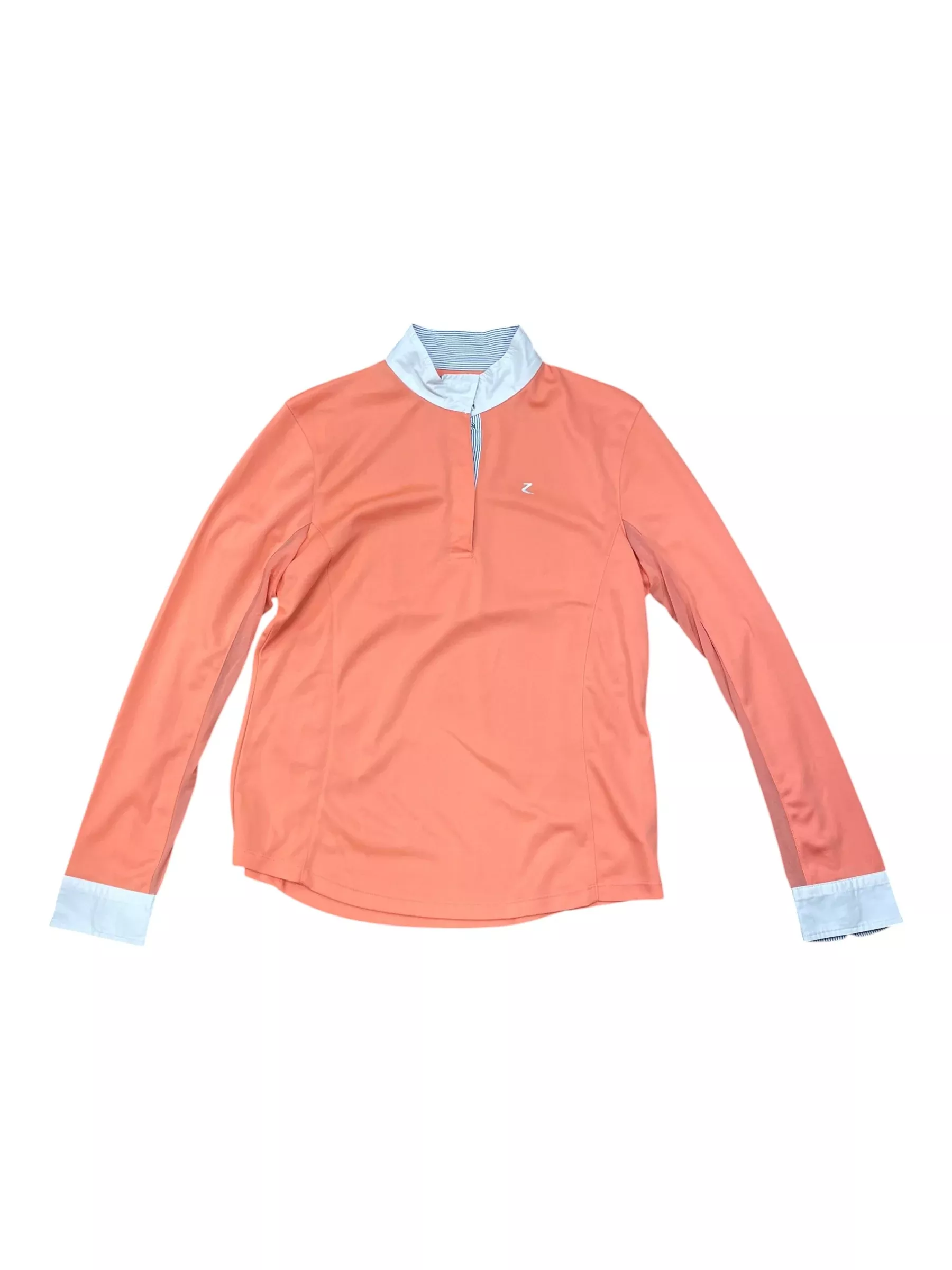 Horze Show Shirt - White/Pink-Orange - 10 - USED