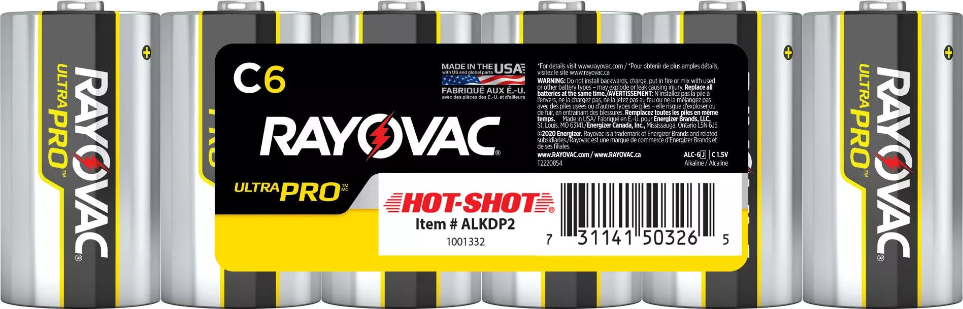 Hot Shot Ultrapro Alkaline C Batteries, 6-pack