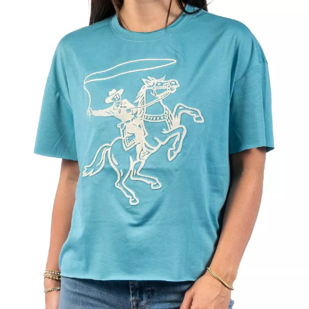 Howdy Hanny Roping Cowboy Blue Tee