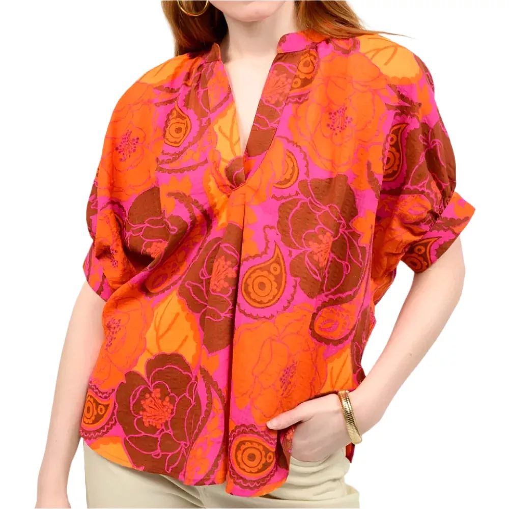 Ivy Jane Bold Flower Popover Top - FINAL SALE