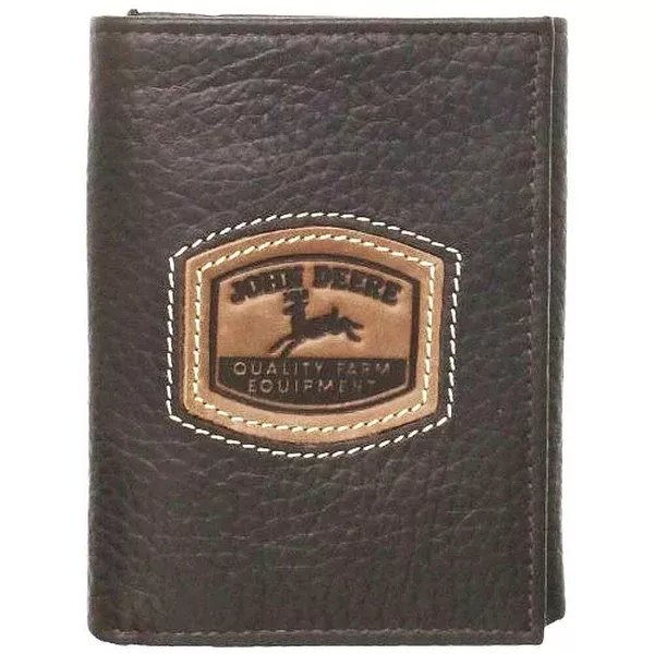 John Deere Men'S Historical Logo Trifold Wallet, Brown, One Size