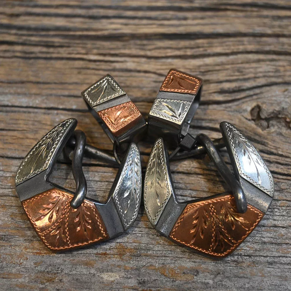 Josh Ownbey Cowboy Line 5/8" Silver & Copper Buckle Set