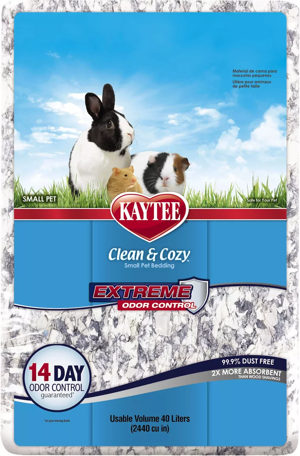 Kaytee Clean & Cozy Extreme Odor Small Pet Bedding, Gray, 40 L