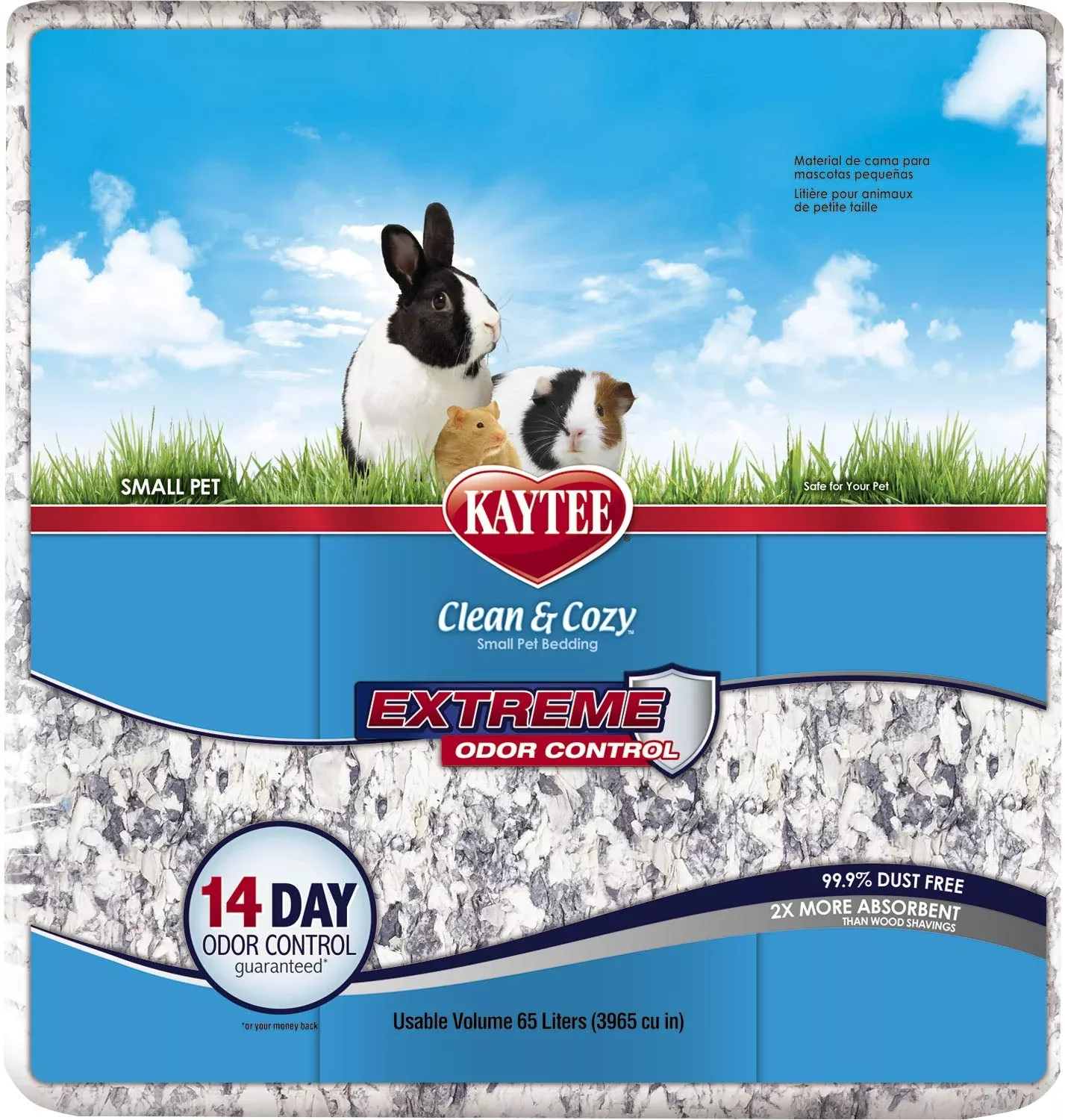 Kaytee Clean & Cozy Extreme Odor Small Pet Bedding, Gray, 65 L