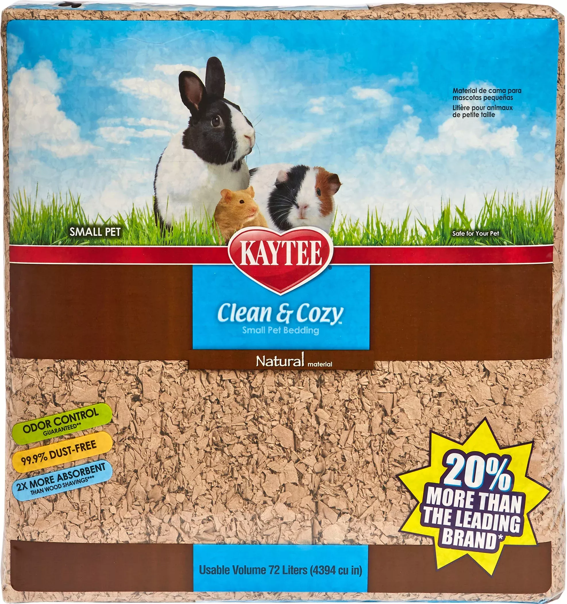 Kaytee Clean & Cozy Small Pet Bedding, Natural, 72 L