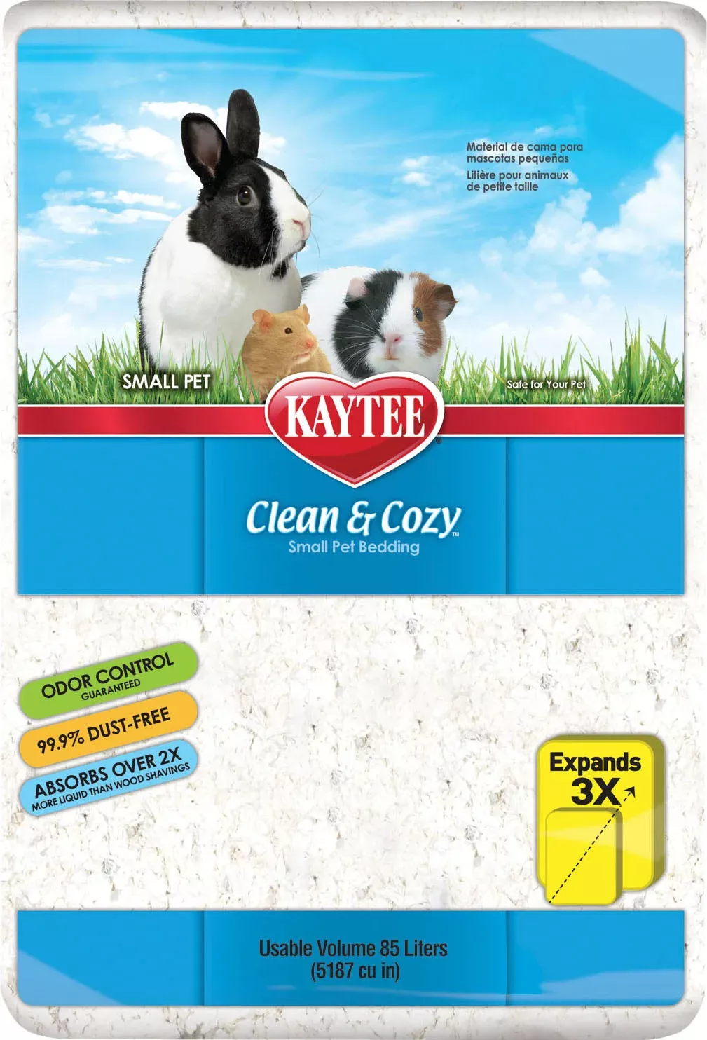 Kaytee Clean & Cozy Small Pet Bedding, White 85 L