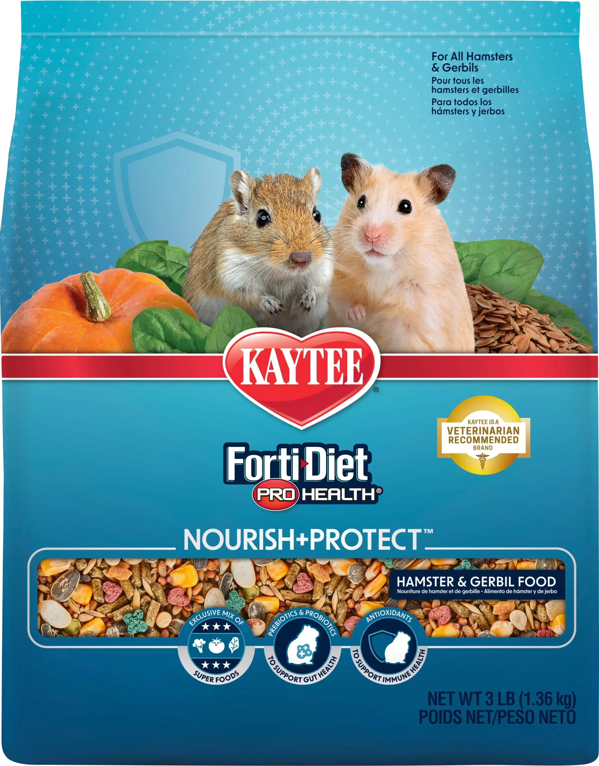 Kaytee FDPH Nourish & Protect Hamster/Gerbil Food 3 lb Assorted