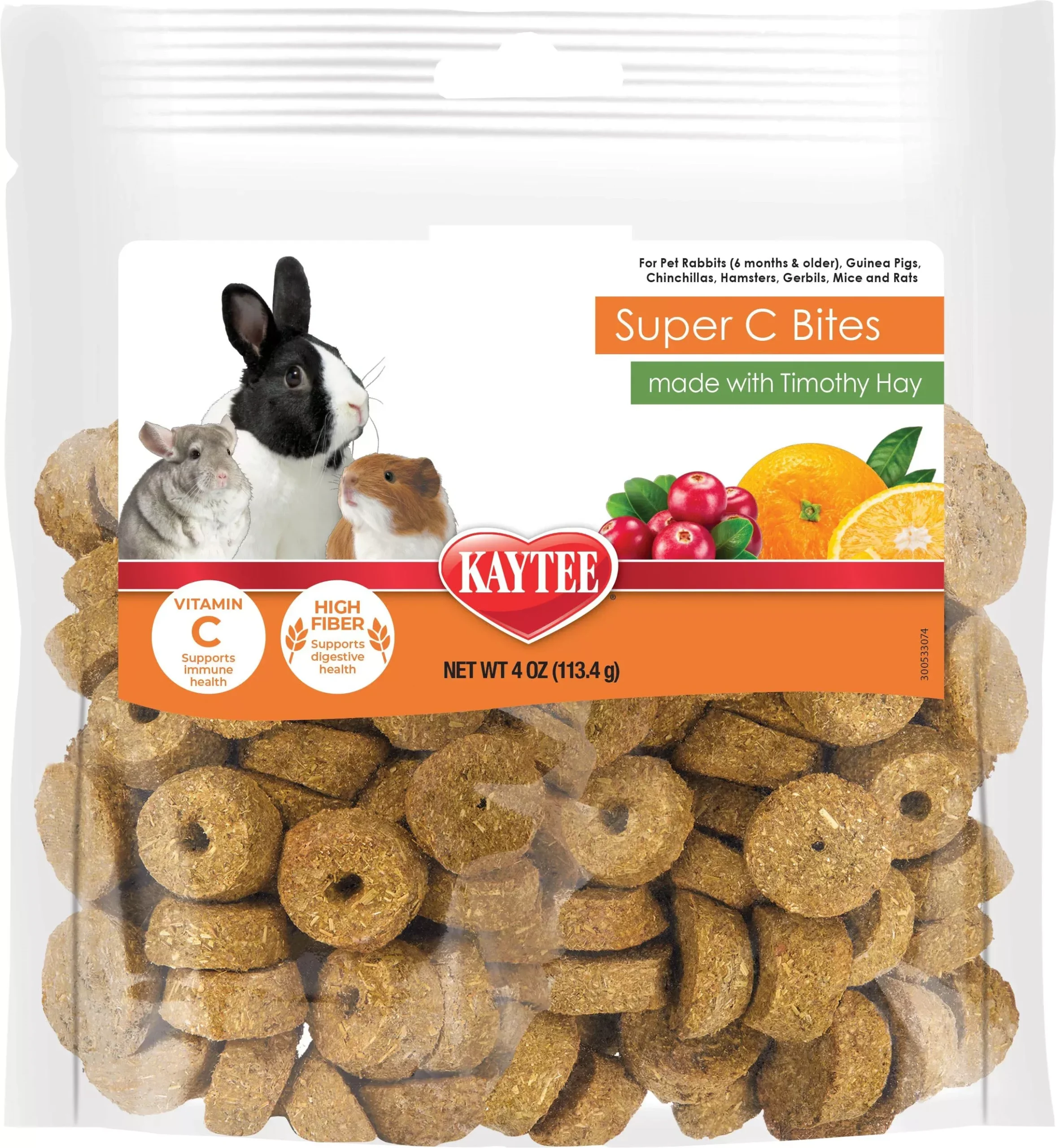 Kaytee Timothy Baked Biscuits with Vitamin C, Cranberry/Orange, 4 oz