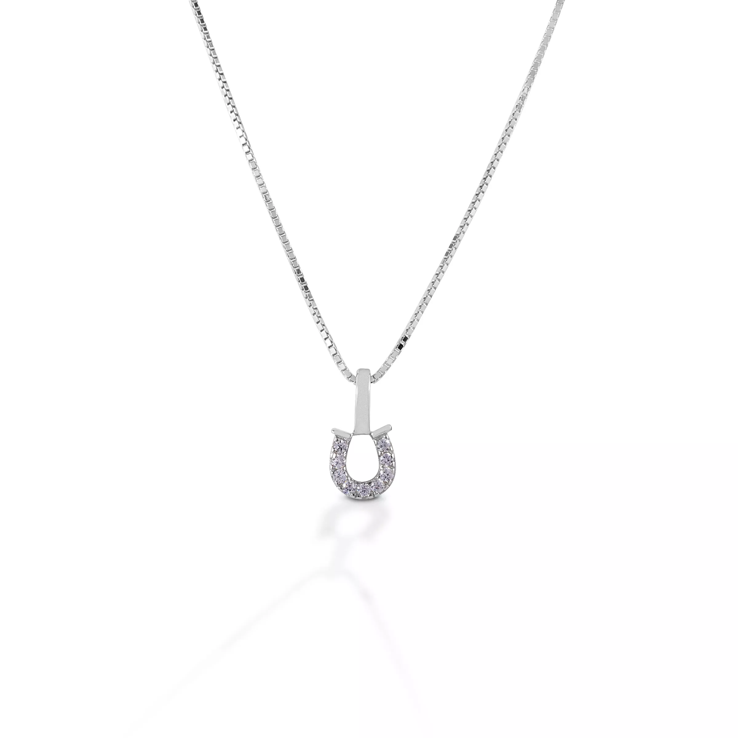 Kelly Herd Clear Horseshoe Necklace - Sterling Silver