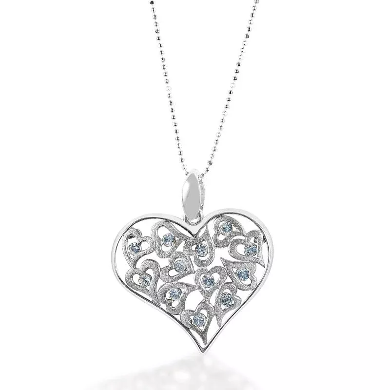 Kelly Herd Clear Multi-Heart Pendant - Sterling Silver