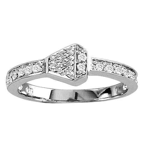 Kelly Herd Pave Horsehoe Nail Ring - Sterling Silver