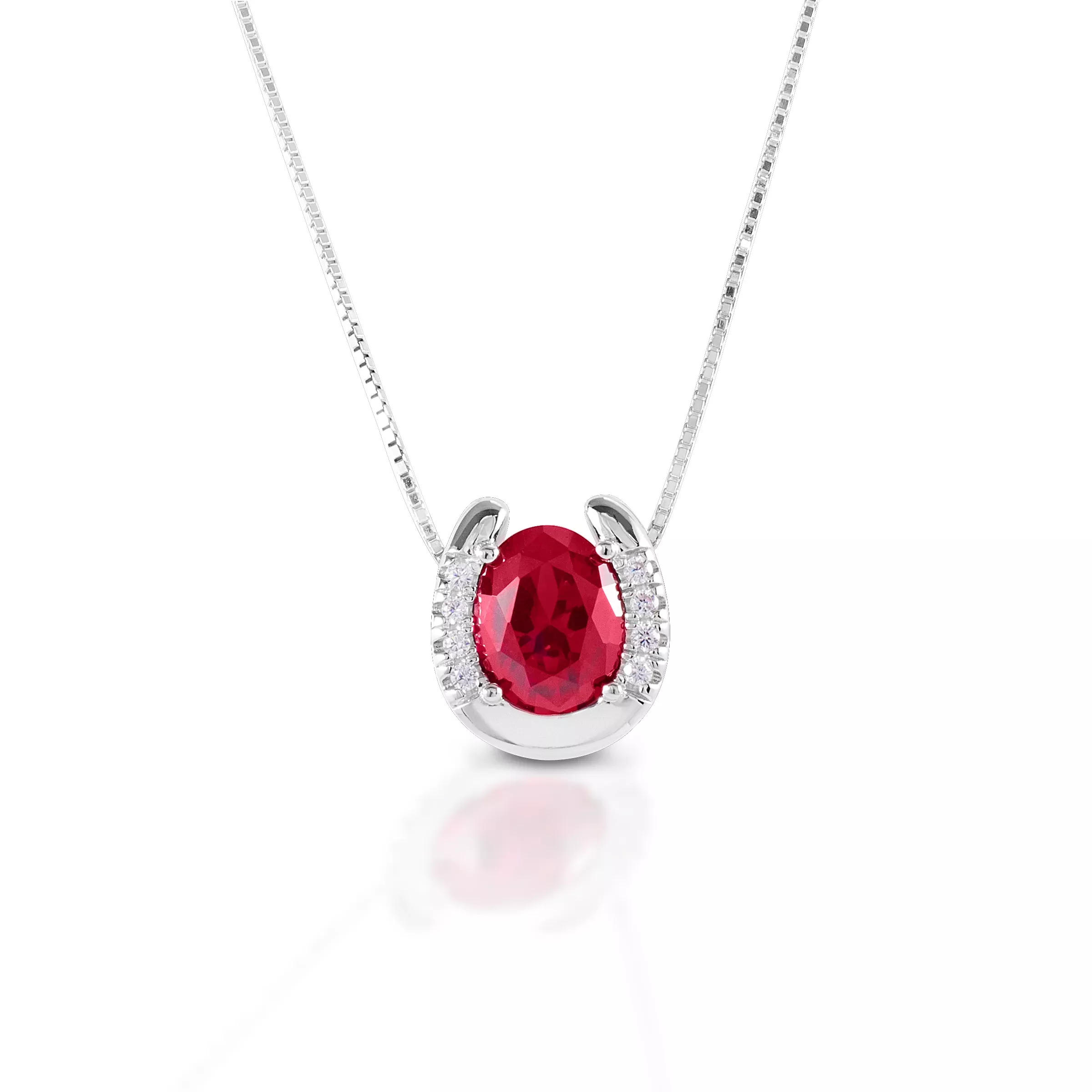 Kelly Herd Red Stone Horseshoe Necklace - Sterling Silver