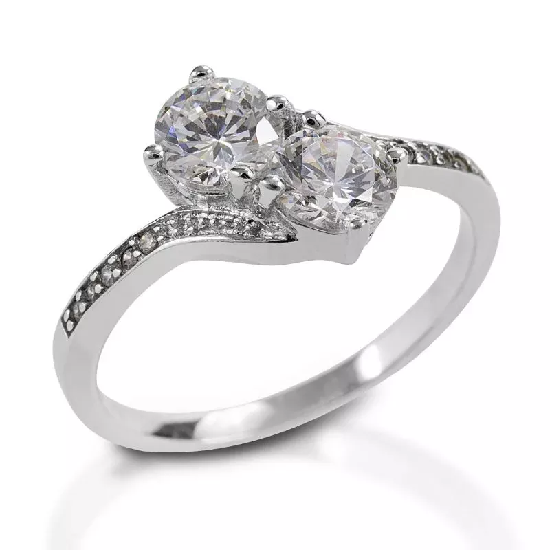 Kelly Herd Two Stone Pave Band Ring - Sterling Silver