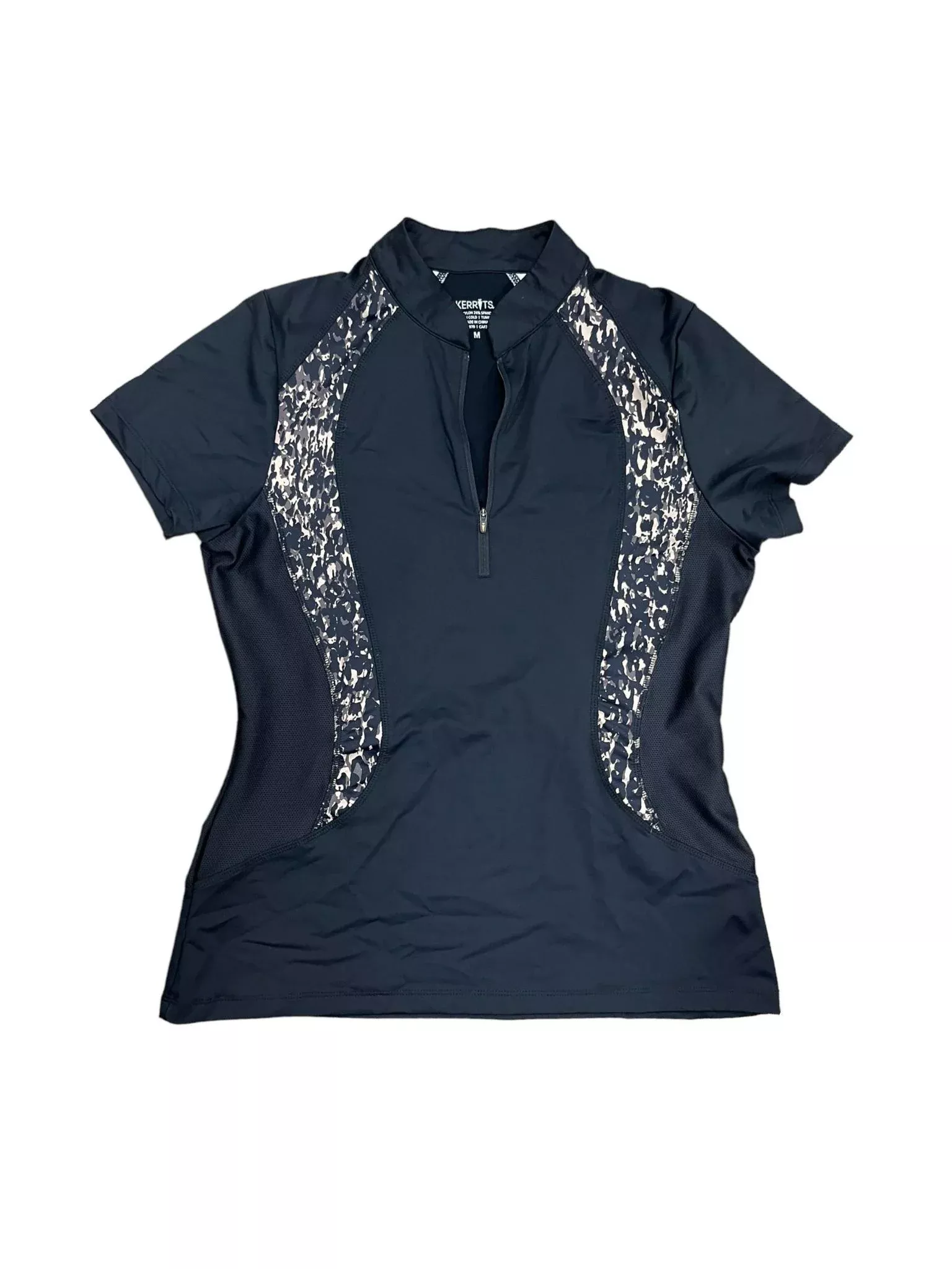Kerrits SS Top - Black/Animal Print -M - USED