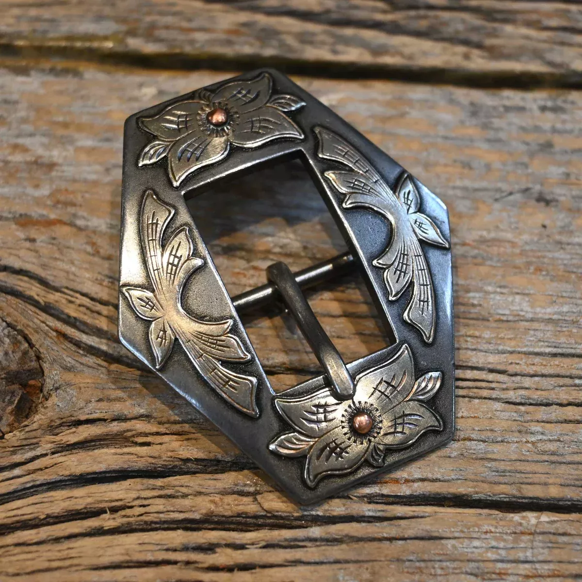Kerry Kelley Floral Silver Mounted 3/4" Buckle