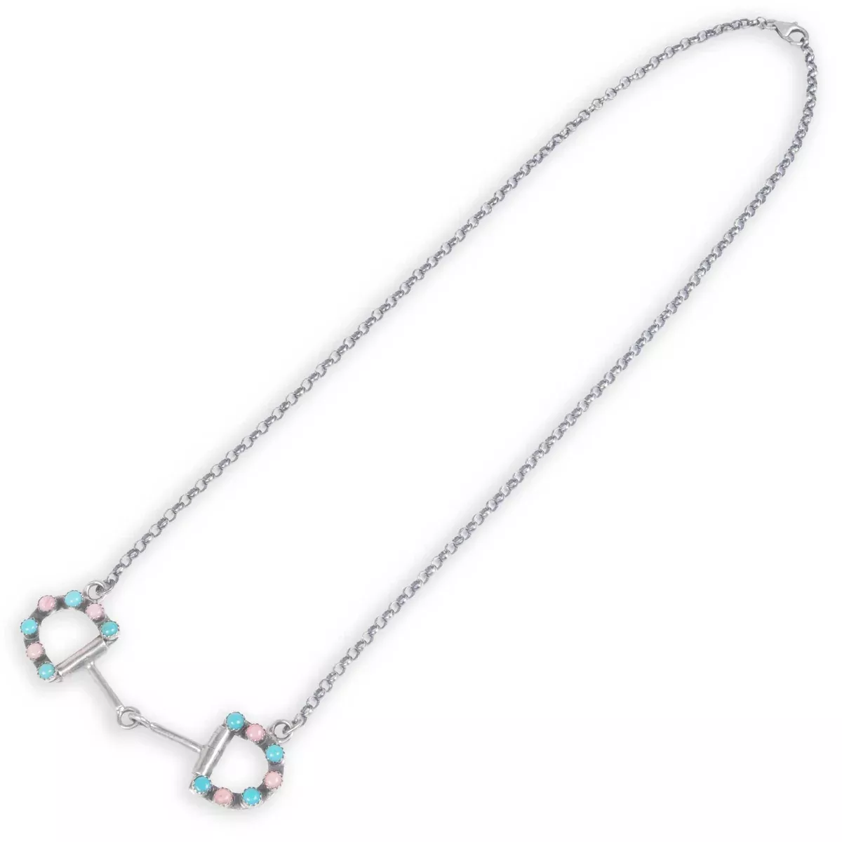 Kingman and Pink Conch Snaffle Bit Necklace