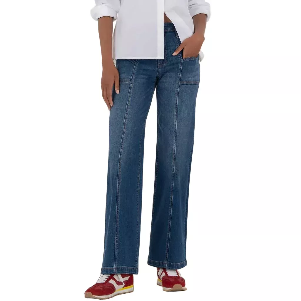 Kut High Rise Wide Leg Front Patch Pocket Jean
