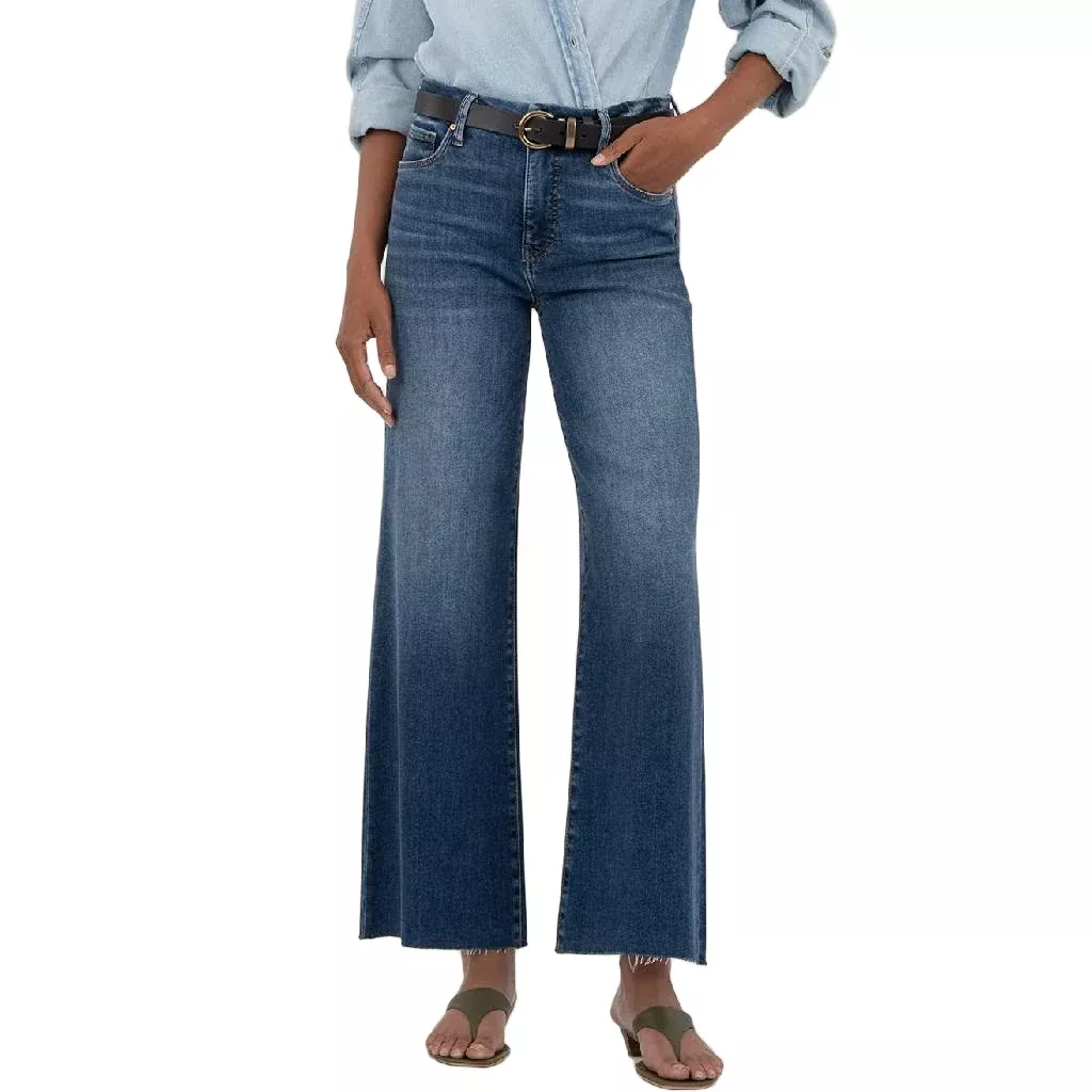 Kut Meg High Rise Wide Leg Raw Hem Jean