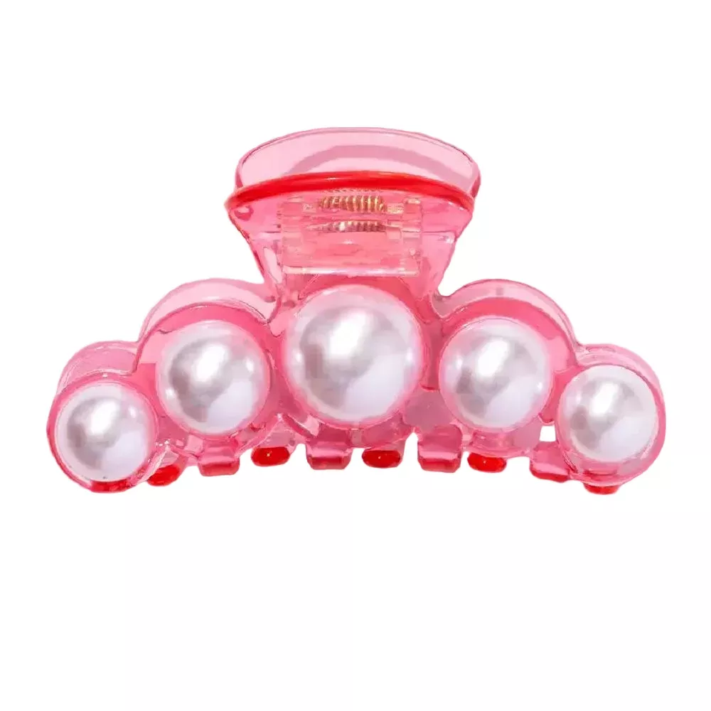 Large Hair Clip - Pink/Pearls