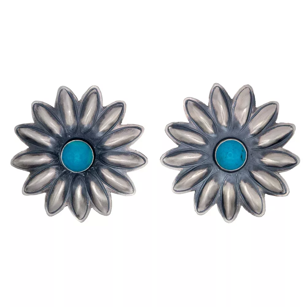 Large Kingman Flower Stud Earrings