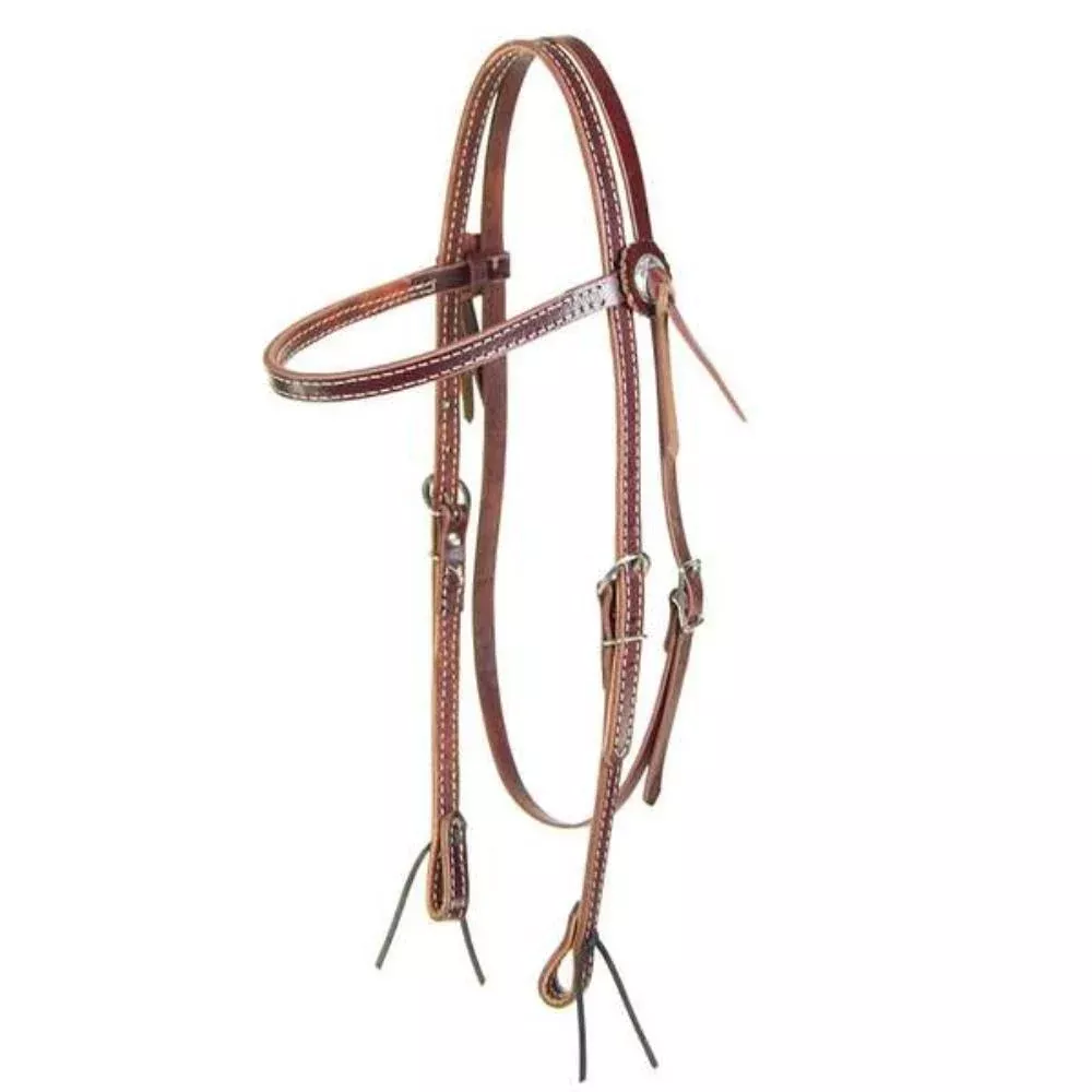 Latigo Browband Headstall w/Concho Accents