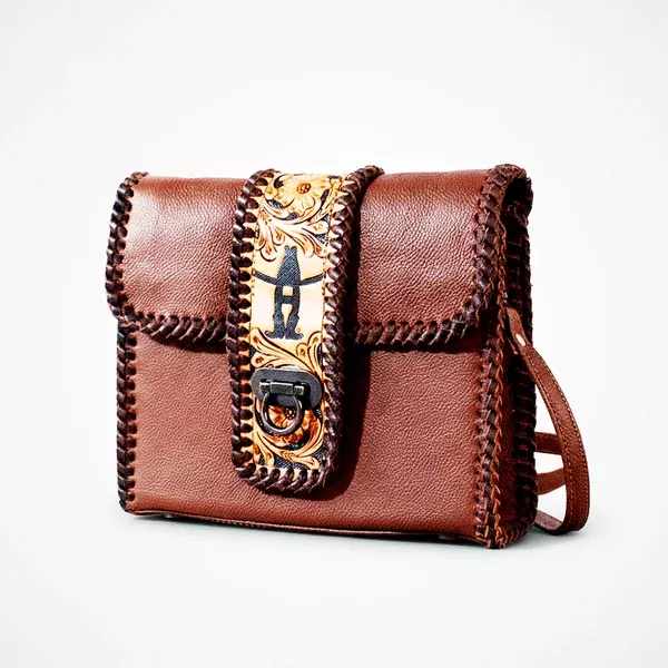 Laurel Rodeo Hand-Tooled Genuine Leather Crossbody Shoulder Bag Brown
