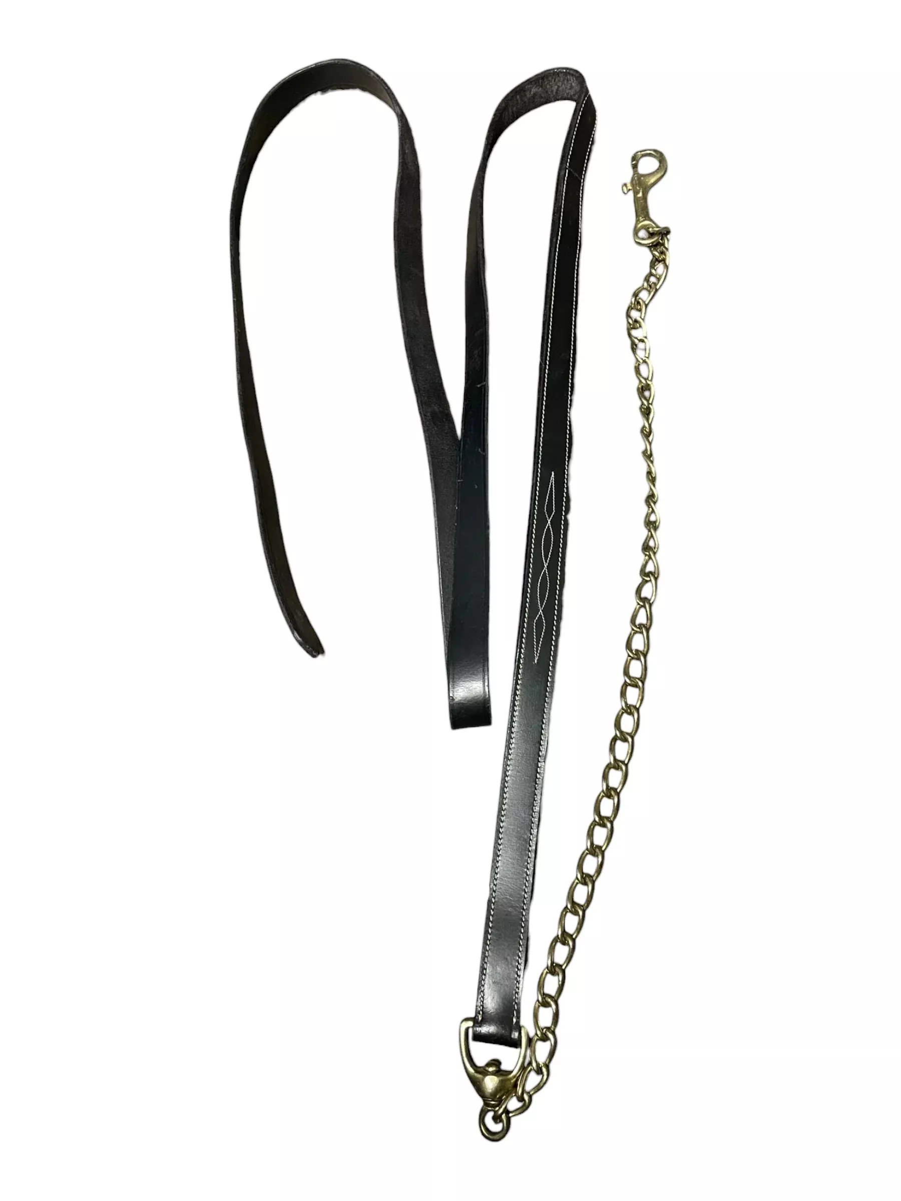 Leather Lead - Black/Brass - Approx 8' - USED