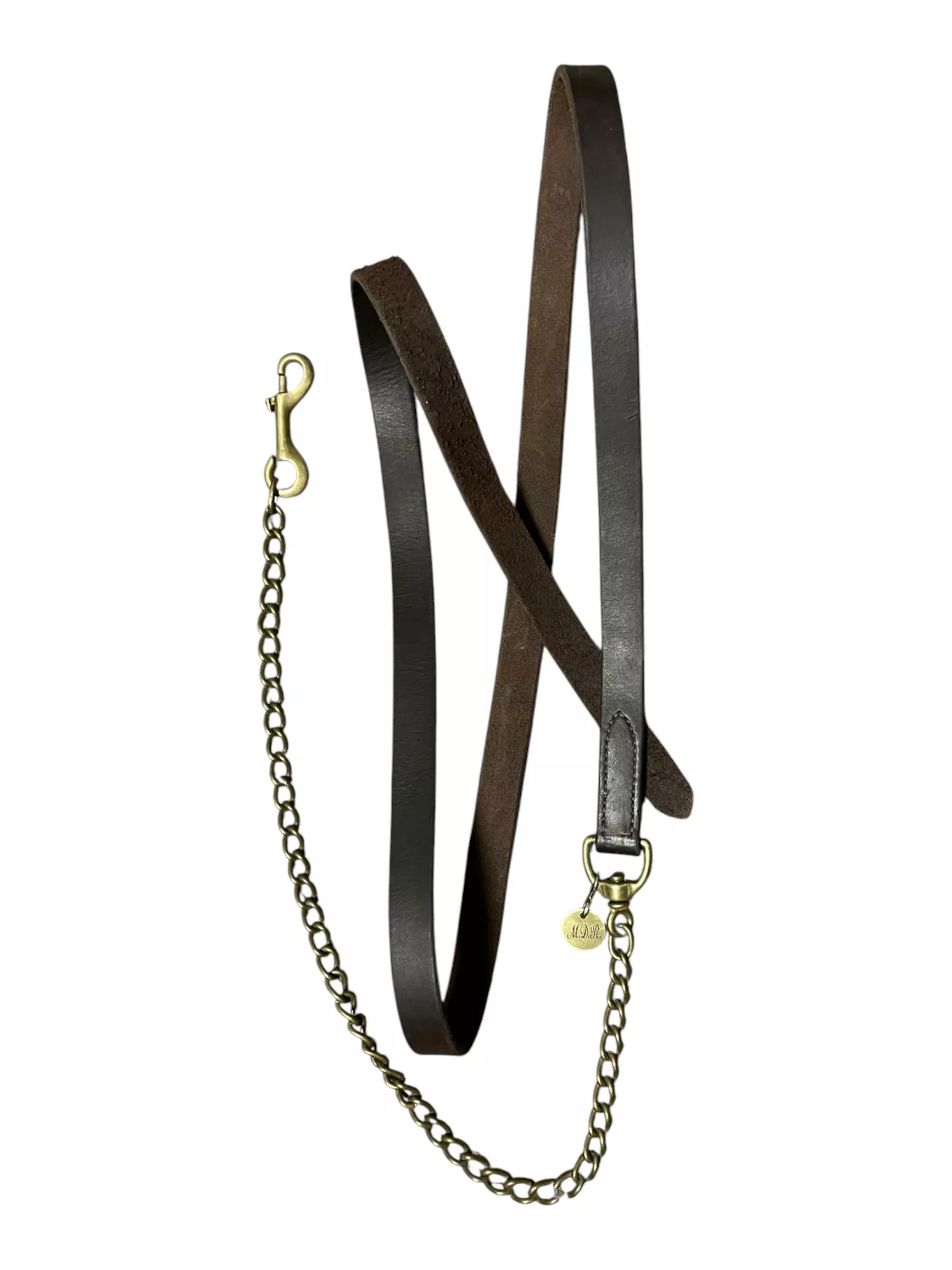 Leather Lead W/ Shank - Brown/Brass - Approx 6' - USED