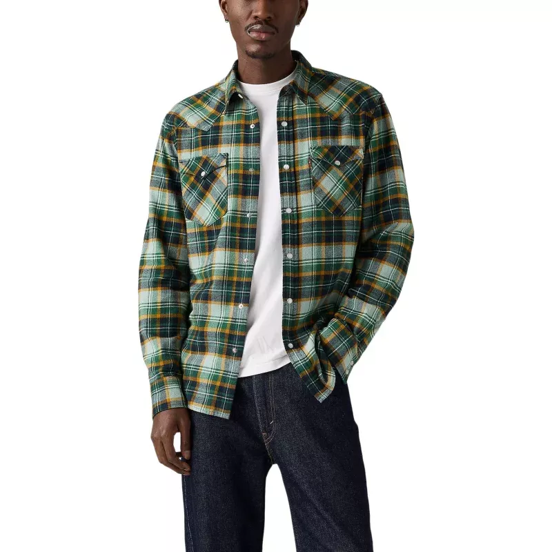 Levi's Men's Long Sleeve Plaid Classic Western Shirt- Julius